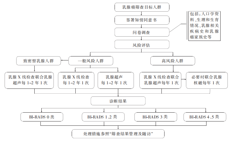 乳腺癌筛查流程图